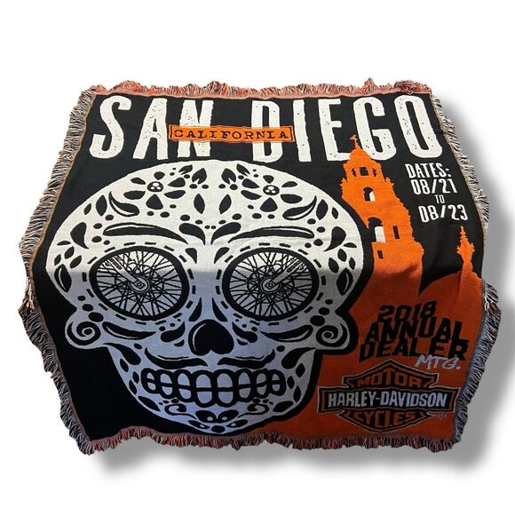 Harley Davidson Fringe Throw Blanket - Picture 5 of 9